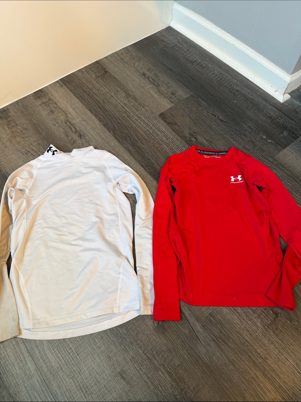 Under Armour Kids Long Sleeve Tees - Red and White